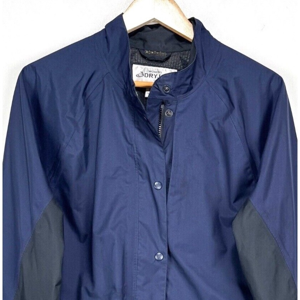 FootJoy DryJoys Golf Jacket Women Medium Navy Blue Black Vented Rain Waterproof - Picture 3 of 10